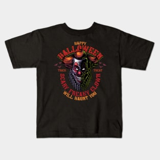 Halloween - Scary Freaky Clown Illustration Kids T-Shirt